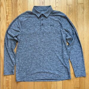 Under Armour Men’s Long Sleeve Performance Polo Shirt Loose Large Gray Solid